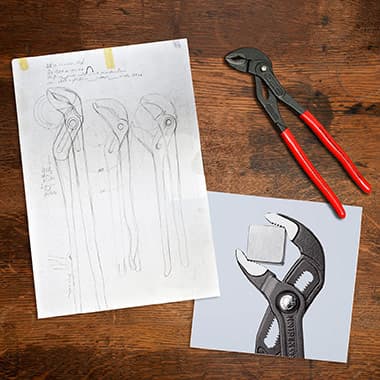 KNIPEX Cobra: dibujo preliminar y foto del producto