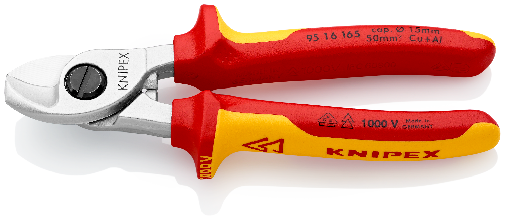 Knipex 155mm Electricians Copper Workshop Cable Shears / Scissors 95 05 155  SB, Precisely Ground Blades with Fine Serration