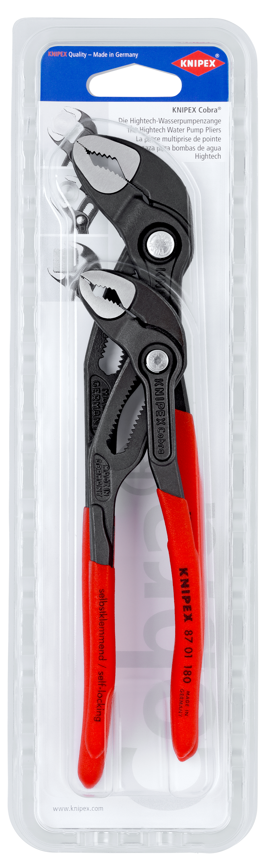 00 20 09 V02 - Knipex - Cobra Water Pump Pliers Kit with 180, 250 and 300mm  Length Pliers Farnell Ireland