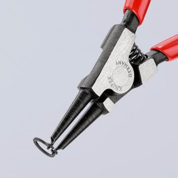 KNIPEX 48 21 J31 Alicate de precisión para arandelas para arandelas interiores en taladros gris atramentado recubiertos de plástico antideslizante 210 mm