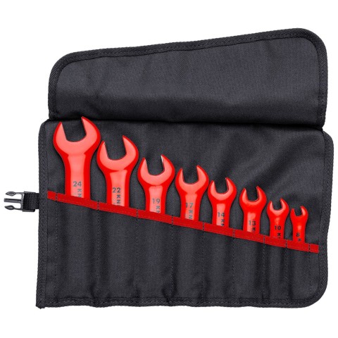 8 Pc Open End Wrench Set, Metric-1000V Insulated | KNIPEX Tools