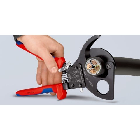 KNIPEX KNIPEX 9532-060 ラチェット式ケーブルカッター ハンドル伸縮幅
