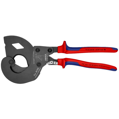 KNIPEX 95 32 340 SR ACSR Freileitungsschneider (Ratschenprinzip) für Freileitungsseile mit Stahlkern