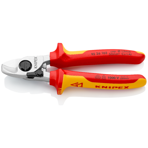 KNIPEX 95 41 165 - 3138 Cable Shears burnished, handles plastic coated,  with stripping function