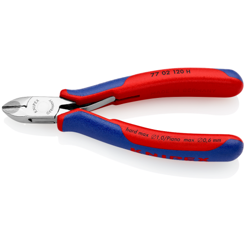 KNIPEX 77 02 120 H Elektronik-Seitenschneider mit eingesetzter Hartmetallschneide