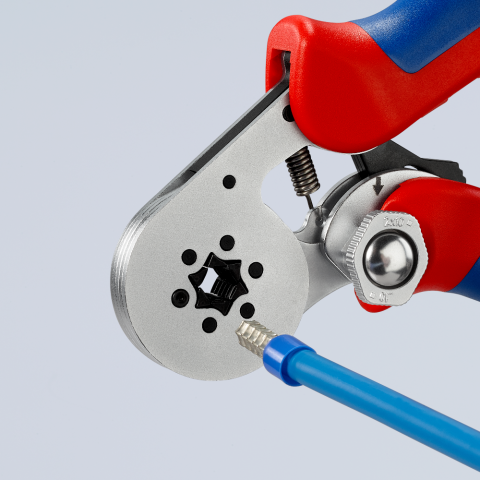 Self Adjusting Crimping Pliers for wire ferrules With lateral